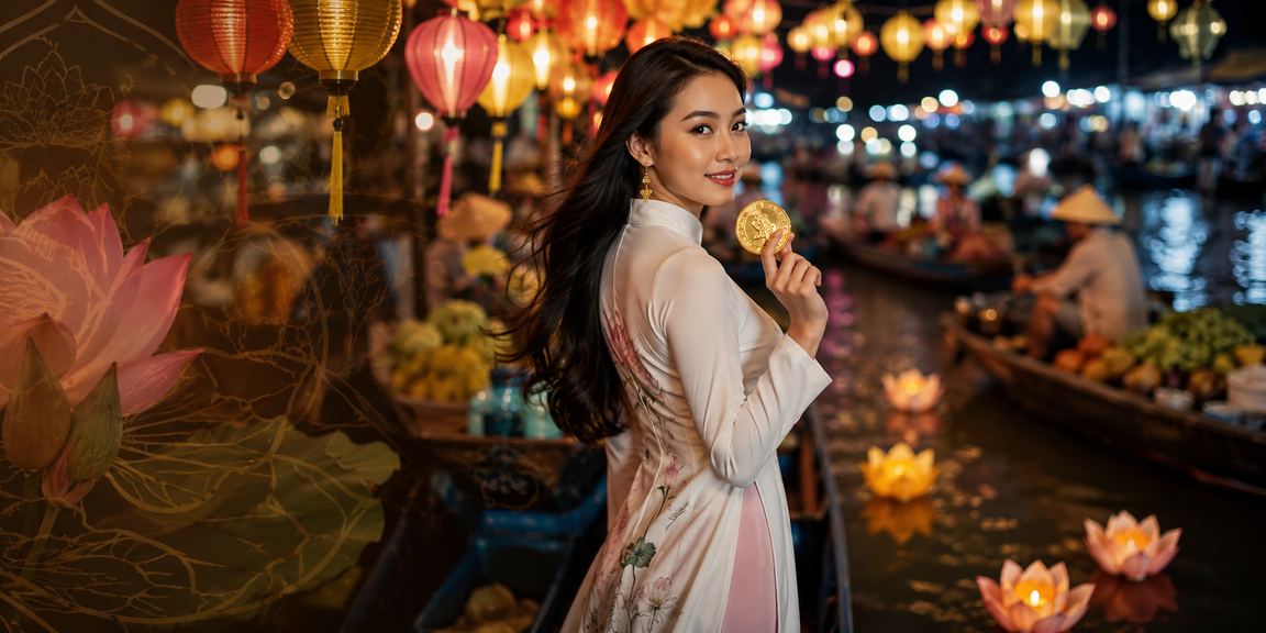 Không khí chợ đêm Cần Thơ – người dùng kiểm tra kết quả thưởng trên điện thoại
